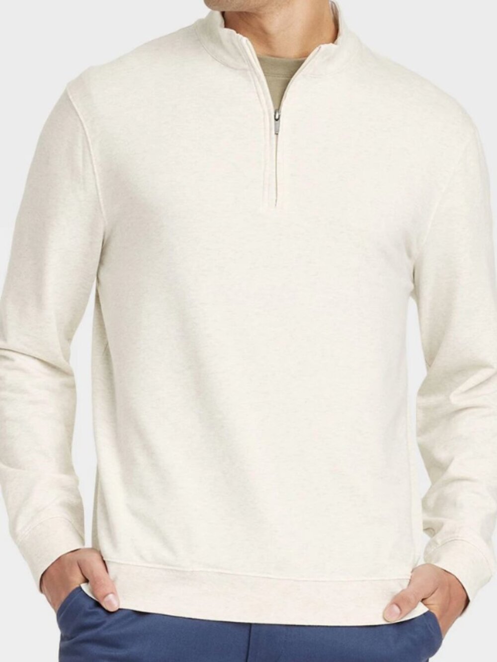 NEW Goodfellow & Co Men's Comfort Wear Mockneck 1/4 Zip Oatmeal Medium Sweatshir